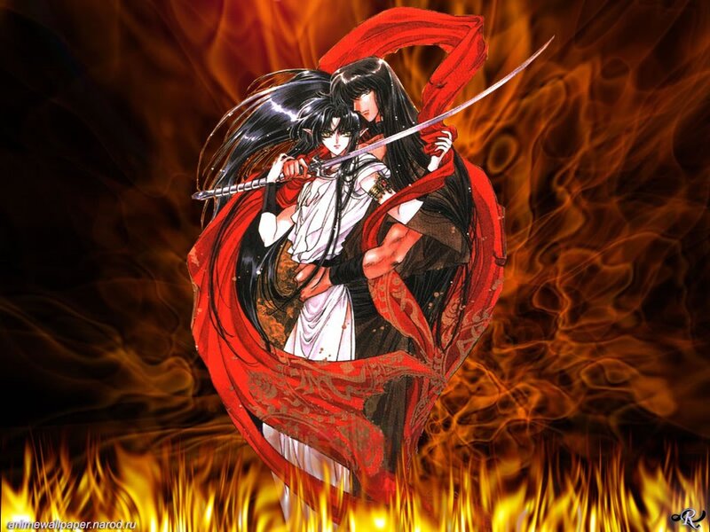 Anime couple in fiery battle