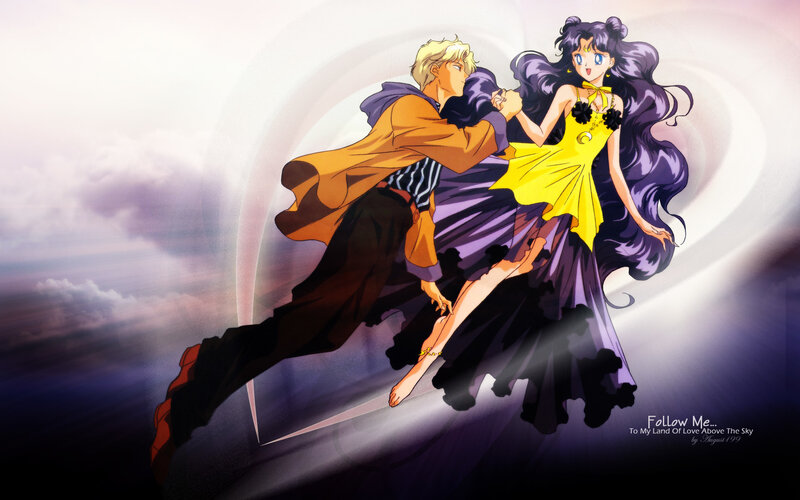 Anime Couple in Flight — Purple