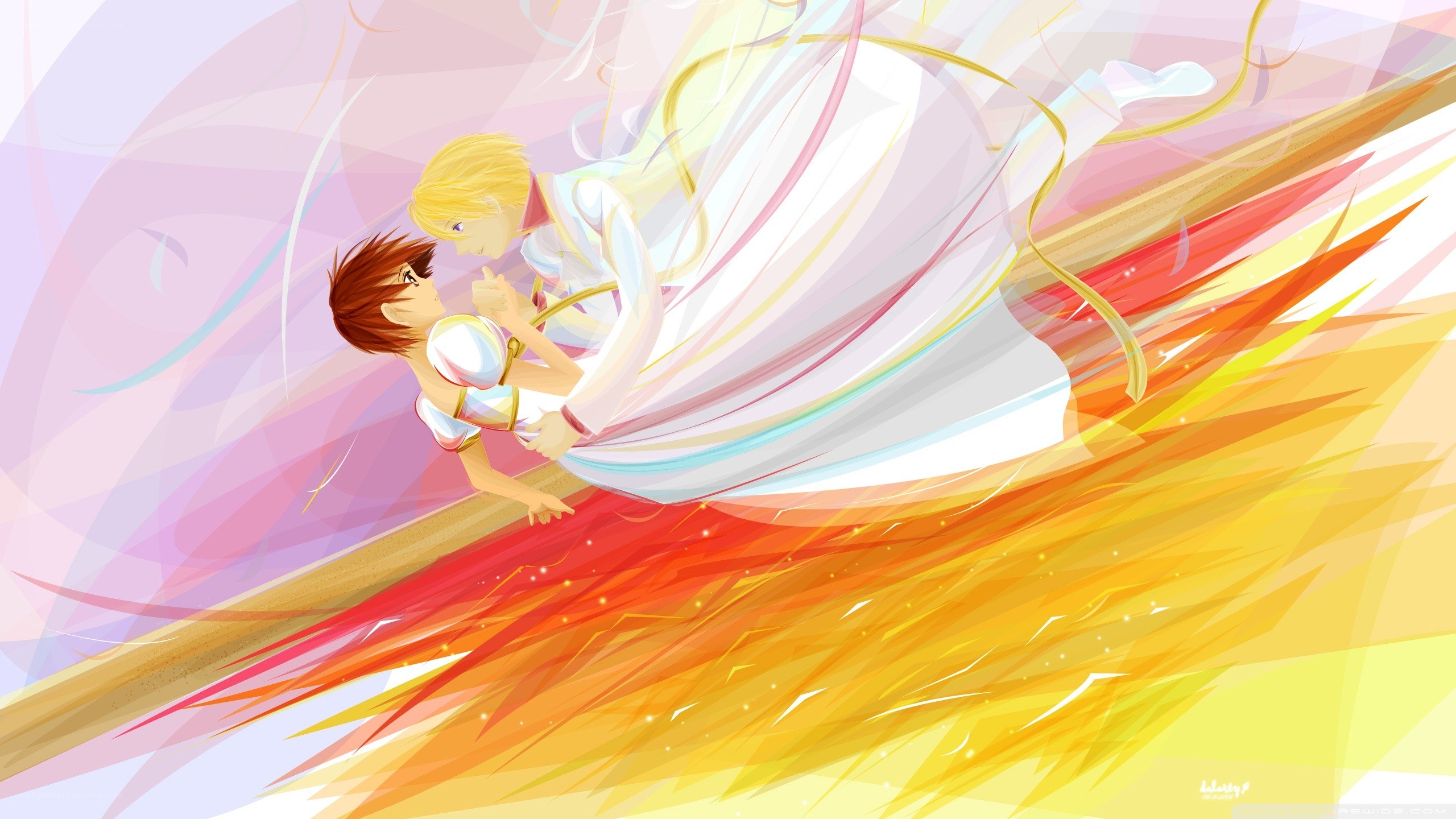 Anime couple in flight