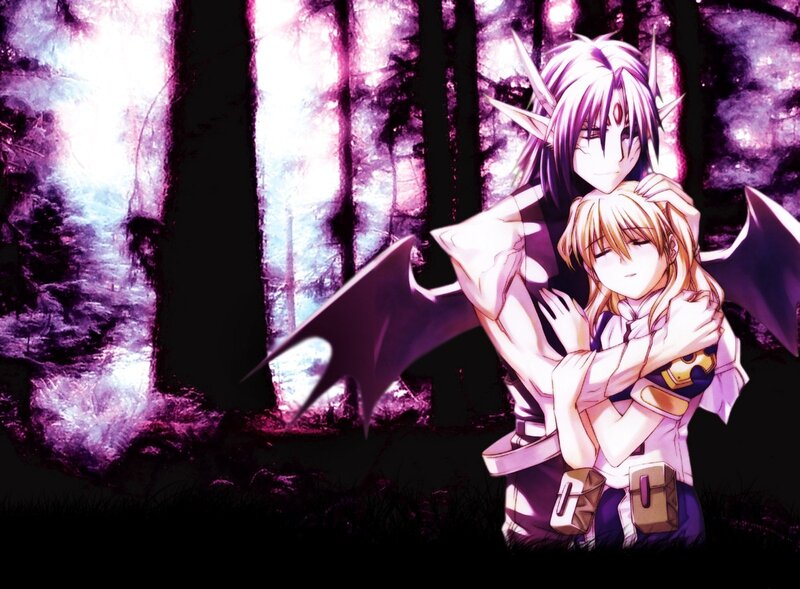anime couple in forest