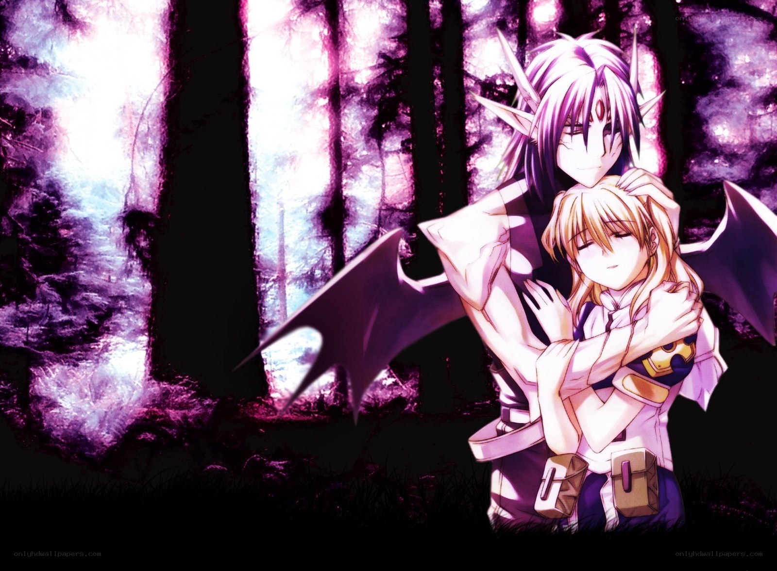anime couple in forest