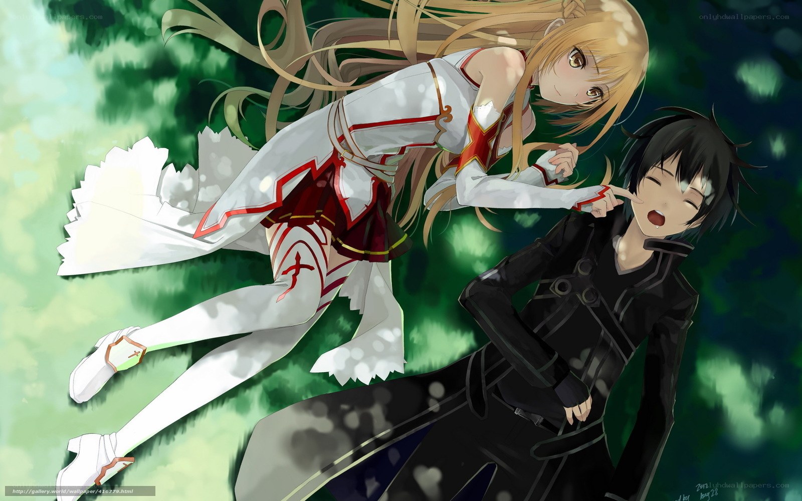 anime couple in forest