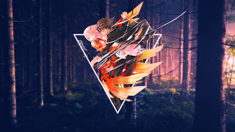 Anime Couple in Forest — Black