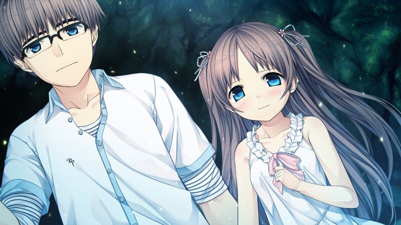 Anime Couple in Forest — Blue