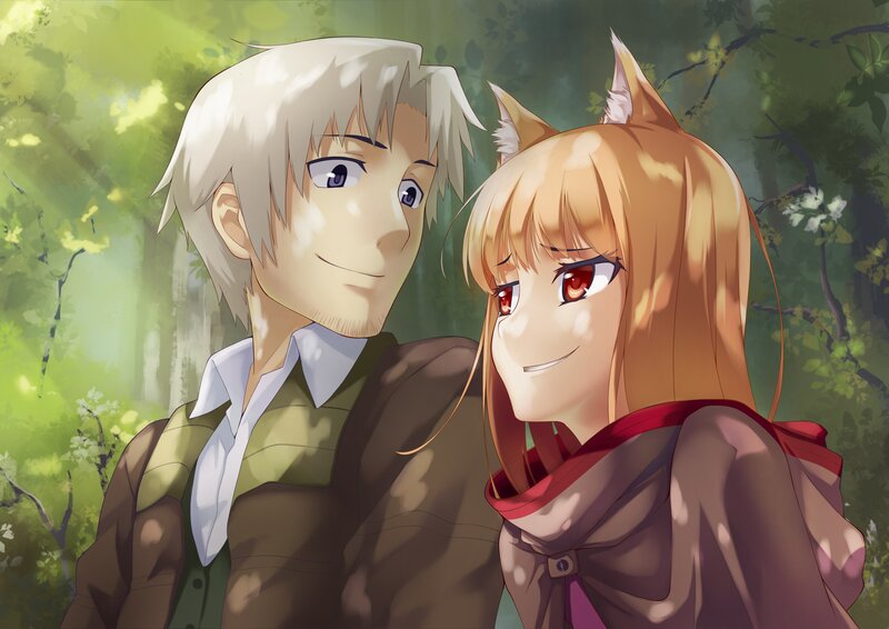 Anime Couple in Forest — Green, Serene, Afternoon