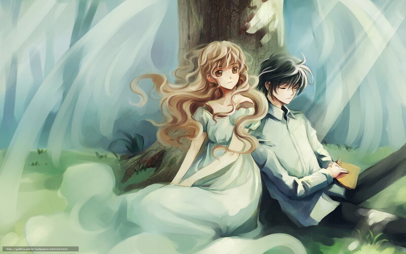 Anime Couple in Forest — Green, Serene