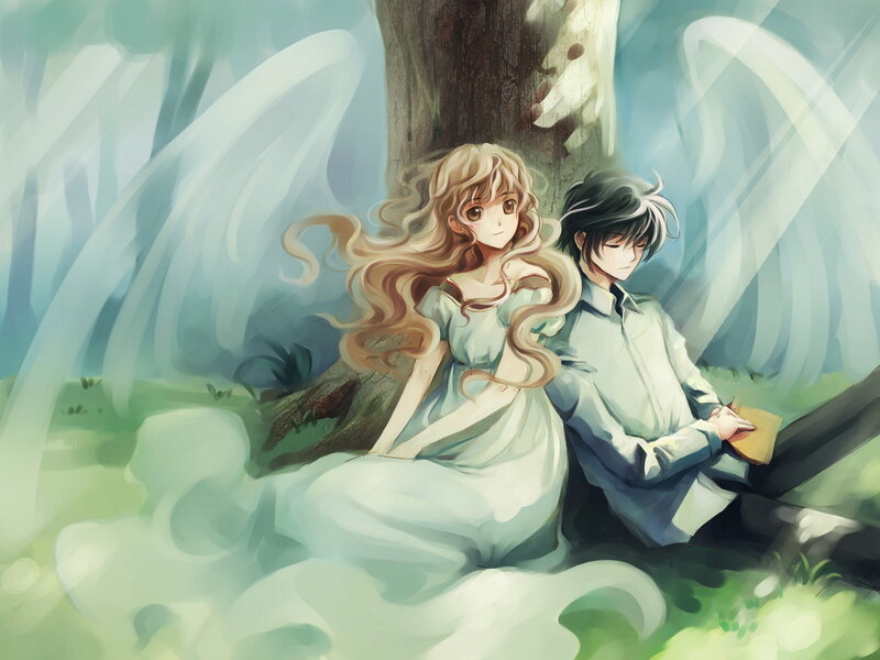 Anime Couple in Forest — Green