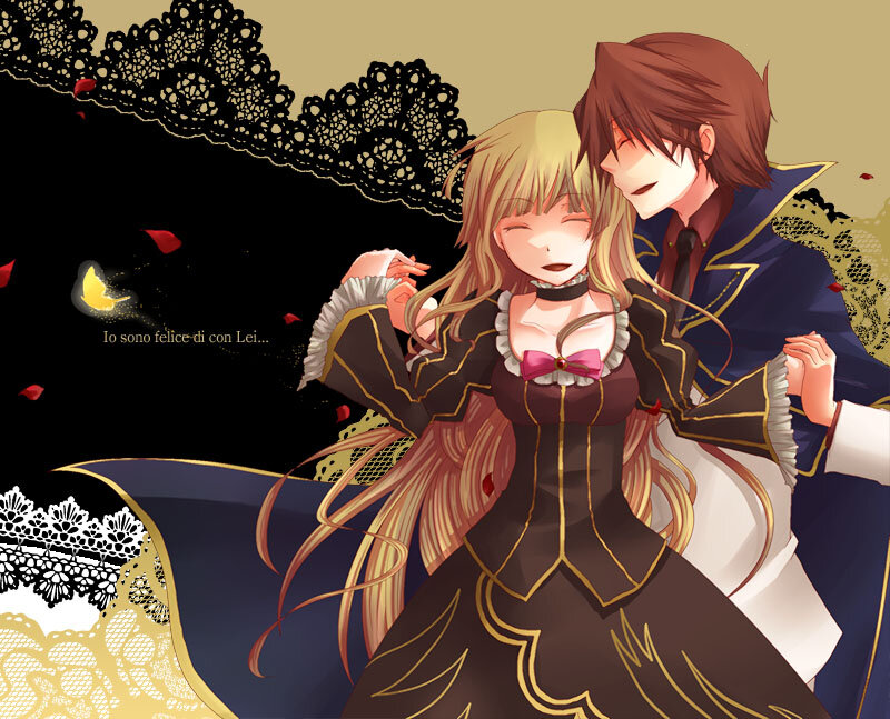 anime couple in formal wear