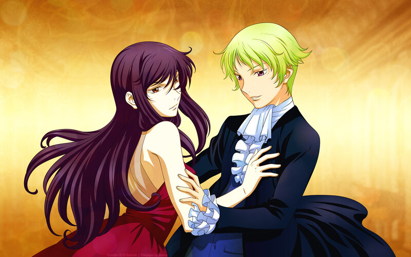 Anime couple in formal wear