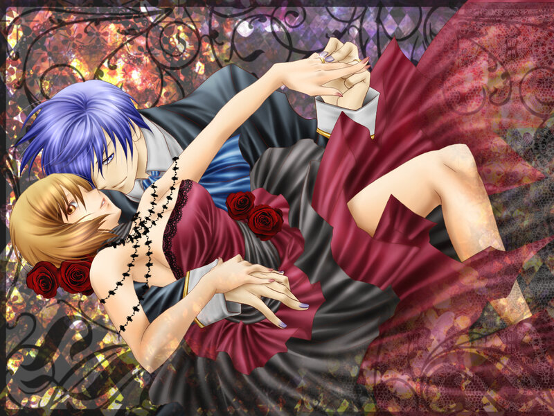 anime couple in formal wear