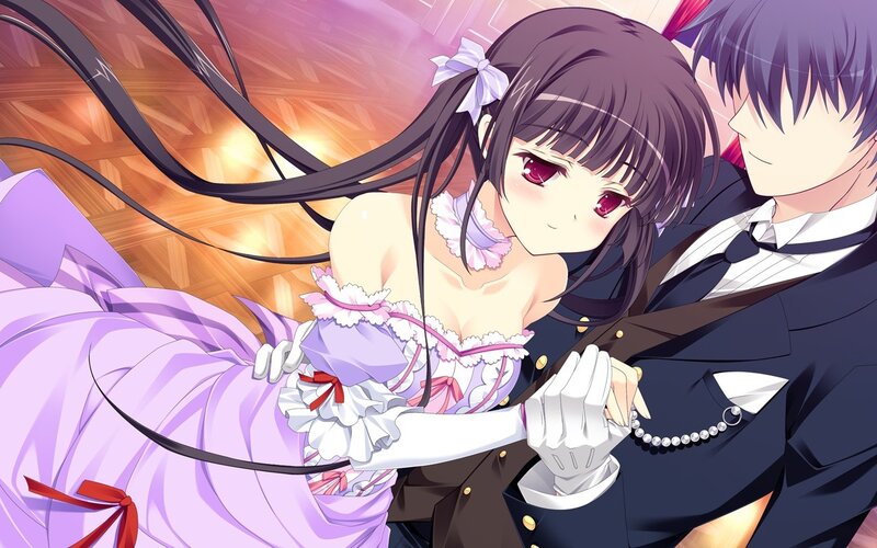 anime couple in formal wear