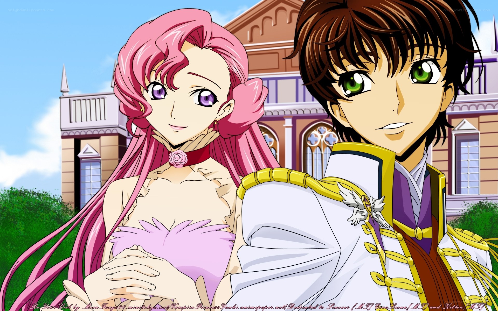 anime couple in formal wear