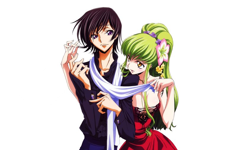 anime couple in formal wear