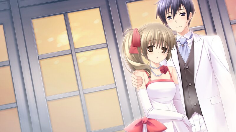 Anime Couple in Formal Wear — White