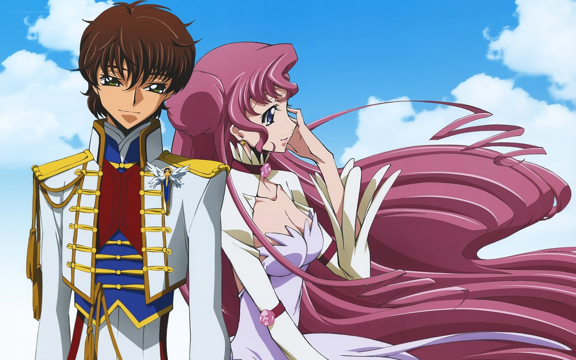anime couple in formal wear