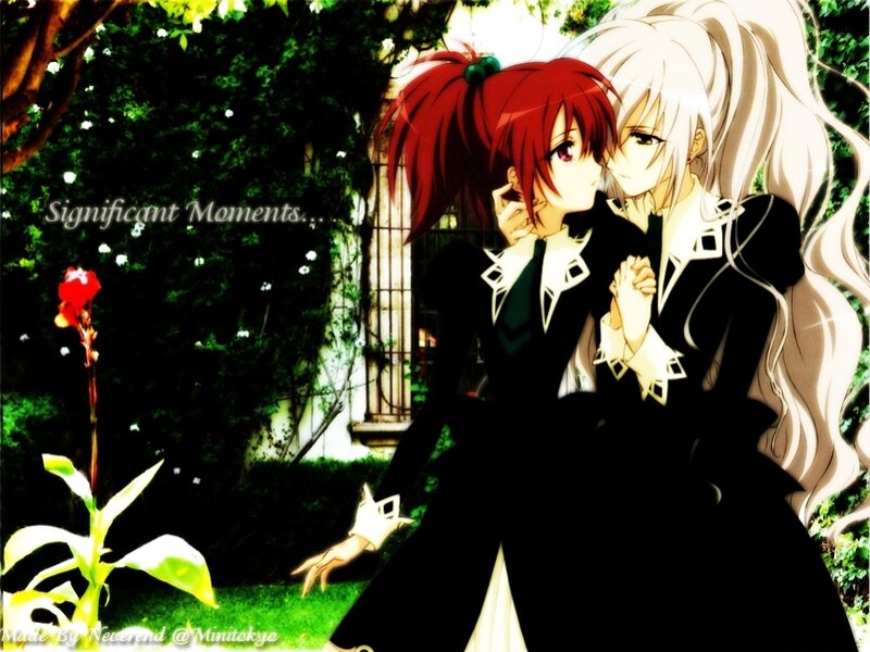 Anime couple in garden