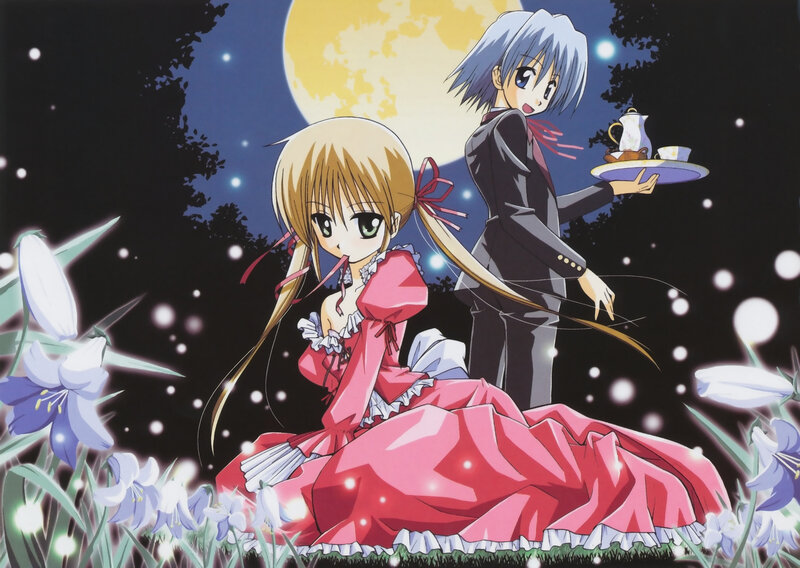 Anime couple in garden at night