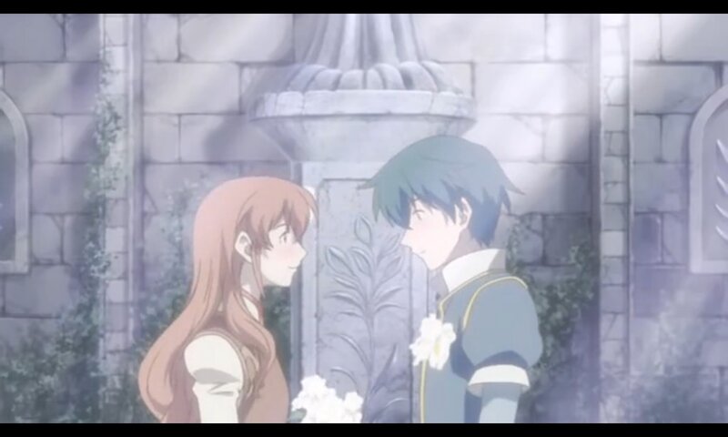 Anime Couple in Garden — Gray