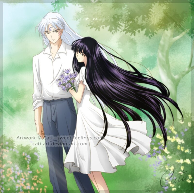 Anime Couple in Garden — Green, Serene, Spring