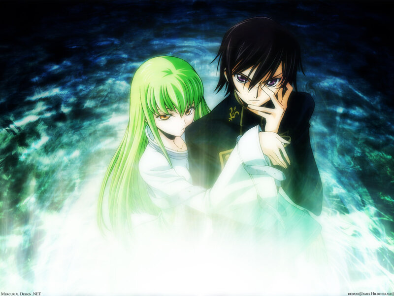 anime couple in glowing water