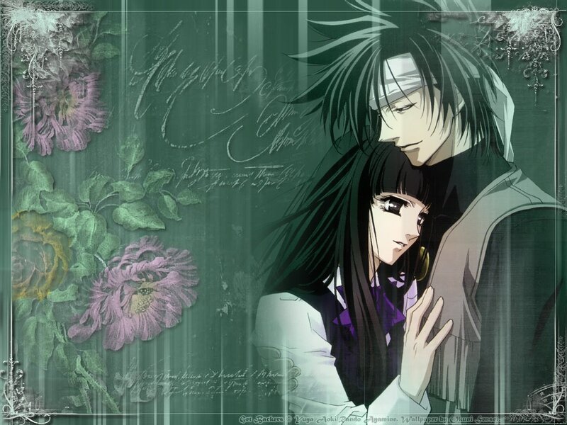 anime couple in green setting