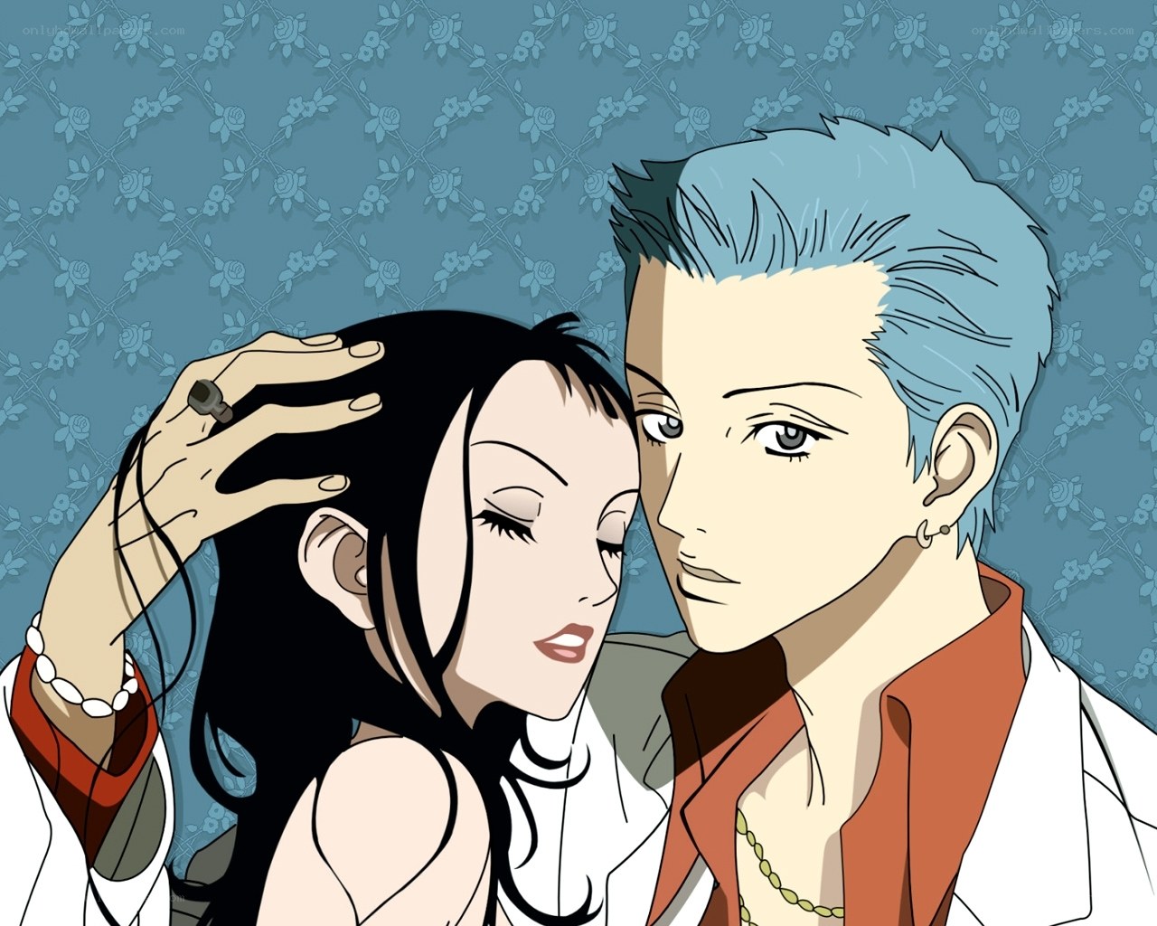 anime couple in intimate pose