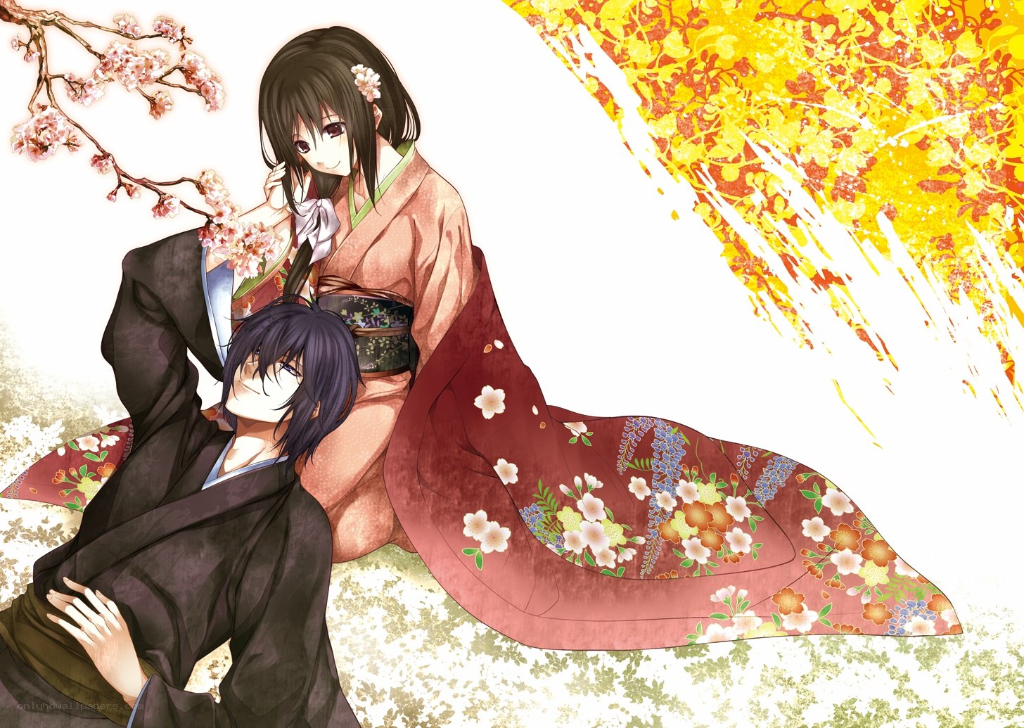 anime couple in kimonos