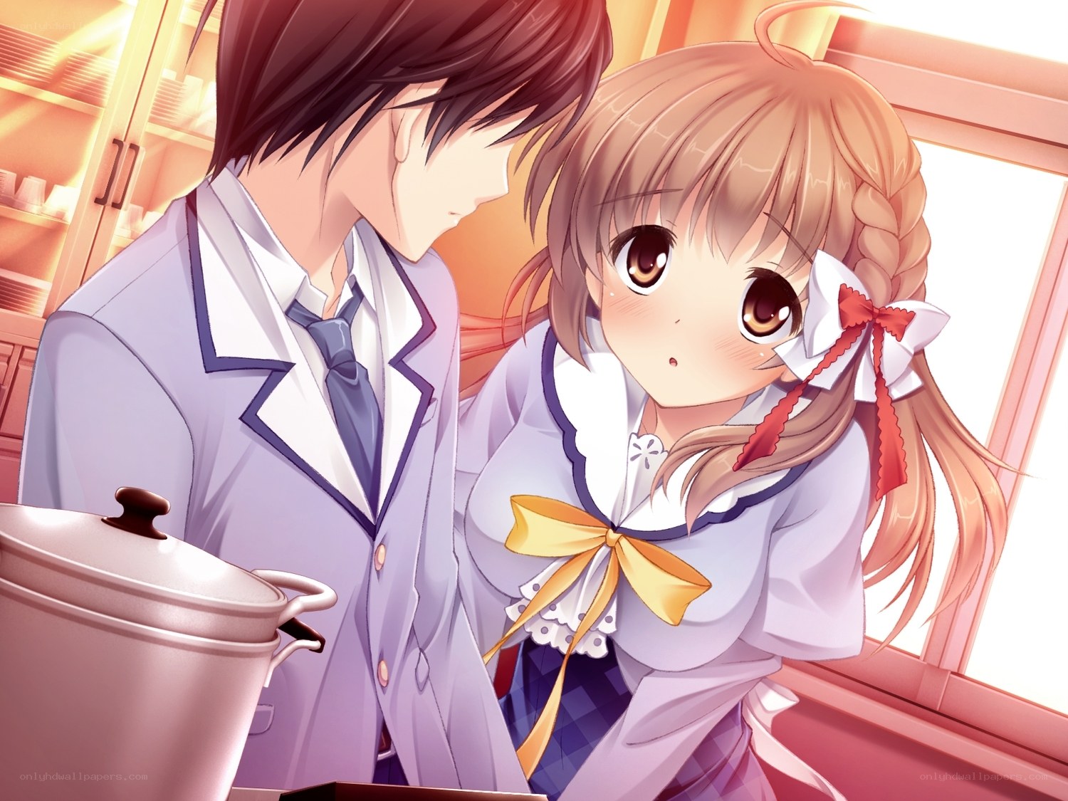 anime couple in kitchen