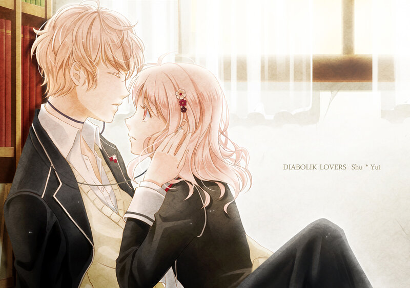 Anime Couple in Library — Pink