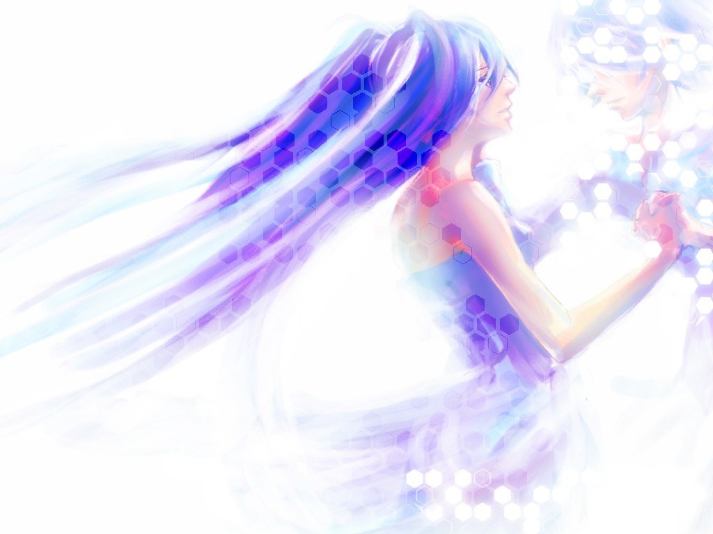 anime couple in light
