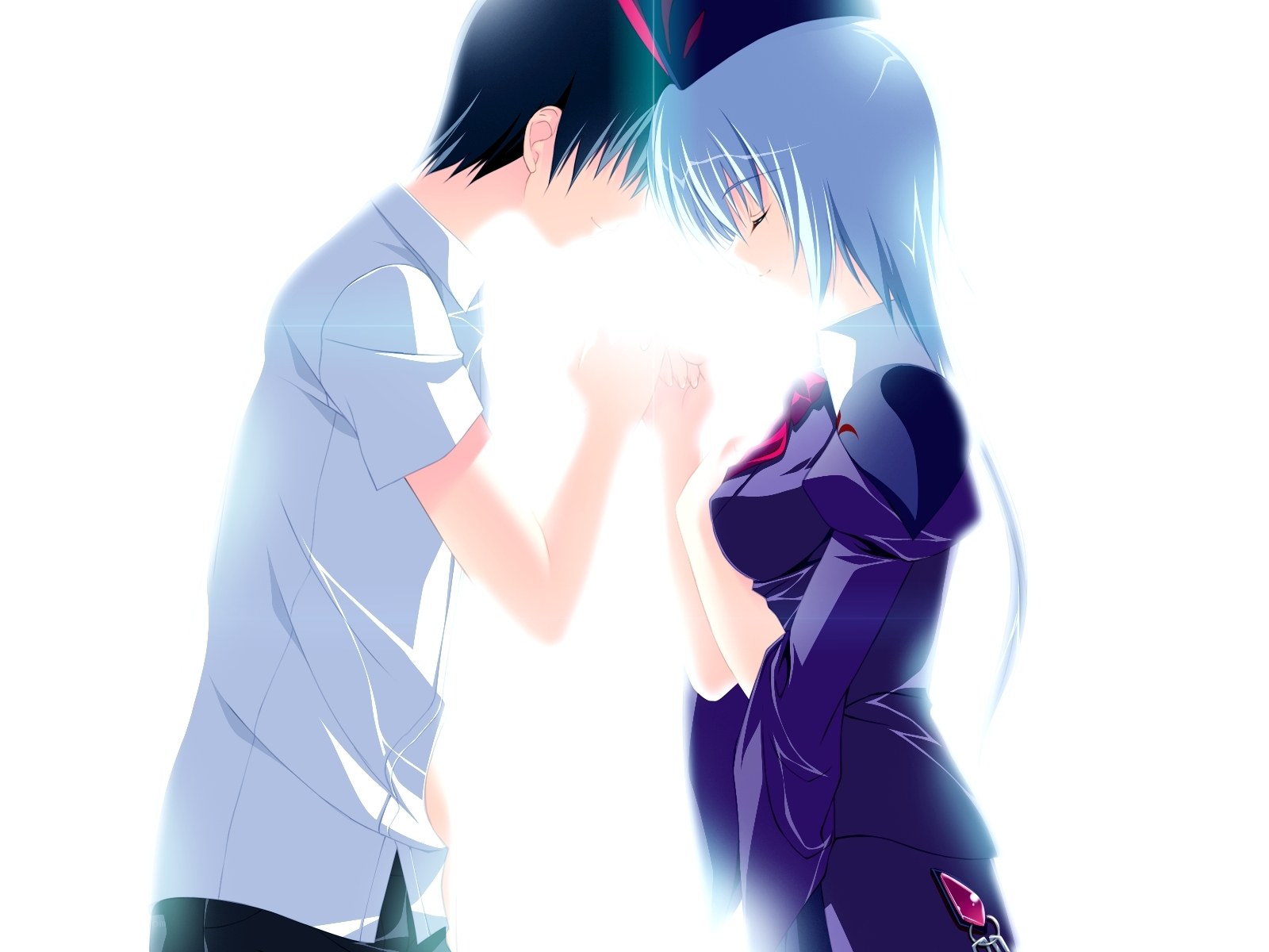anime couple in light