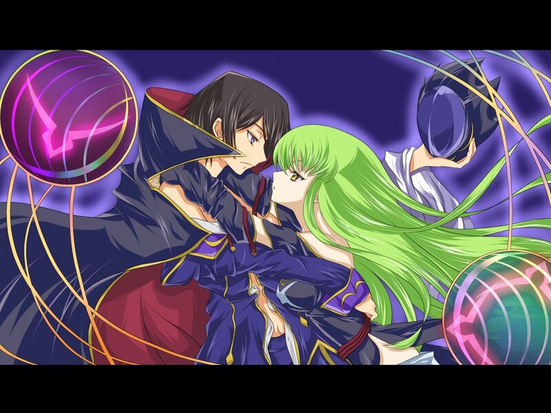 anime couple in magical embrace