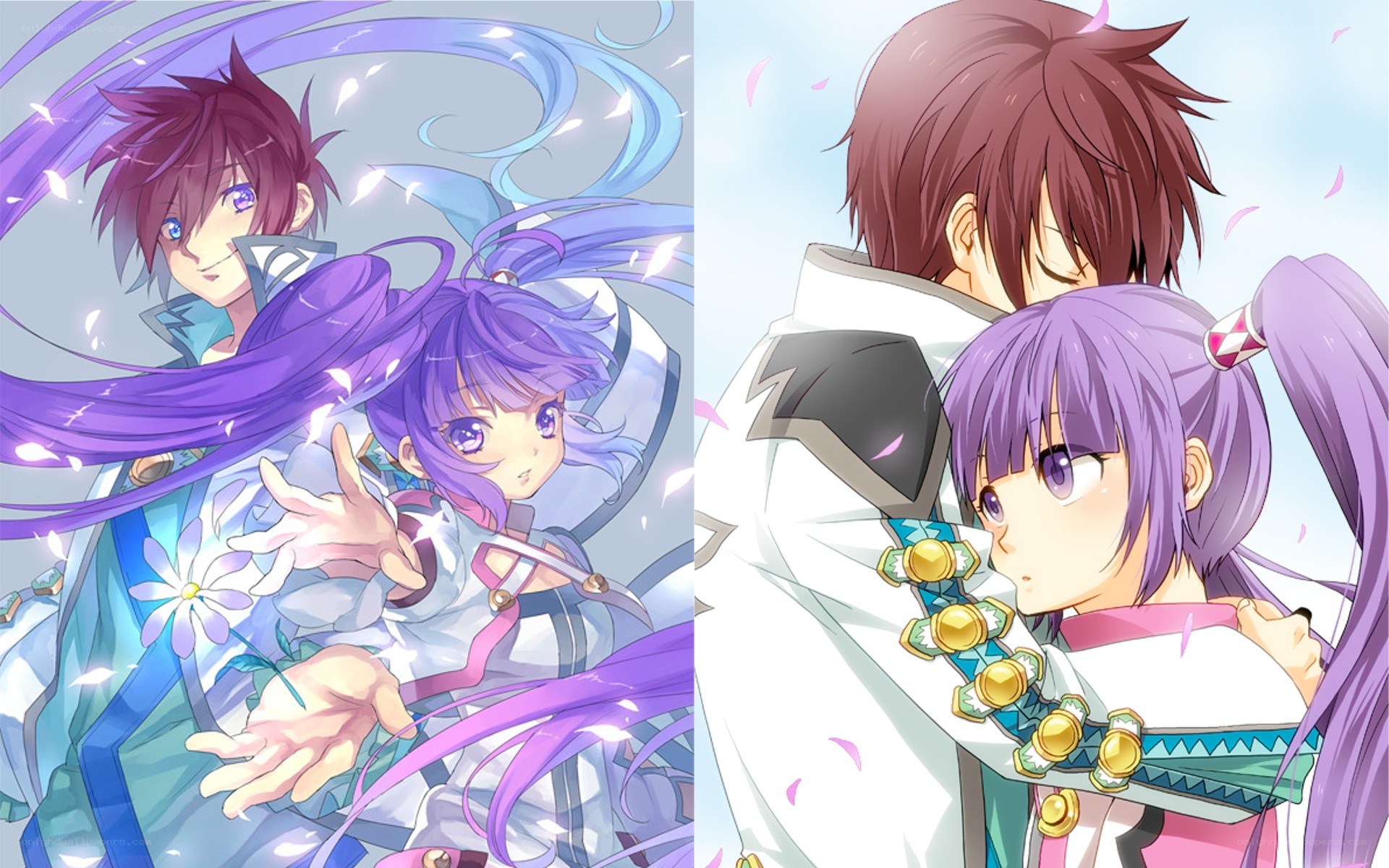 anime couple in magical scene