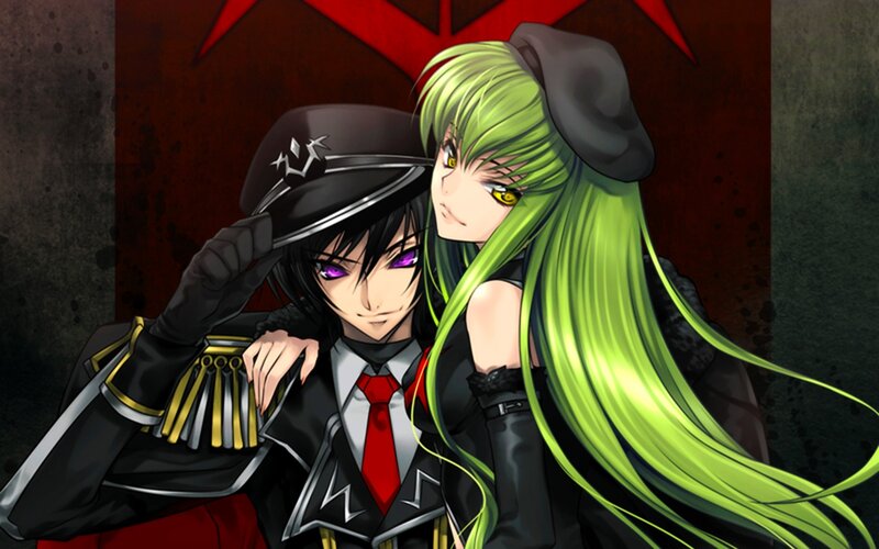 anime couple in military attire