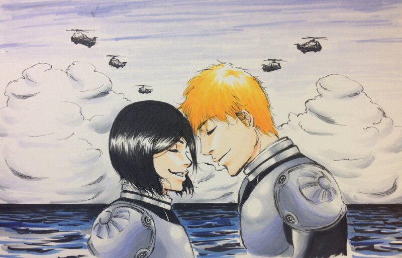 anime couple in military gear