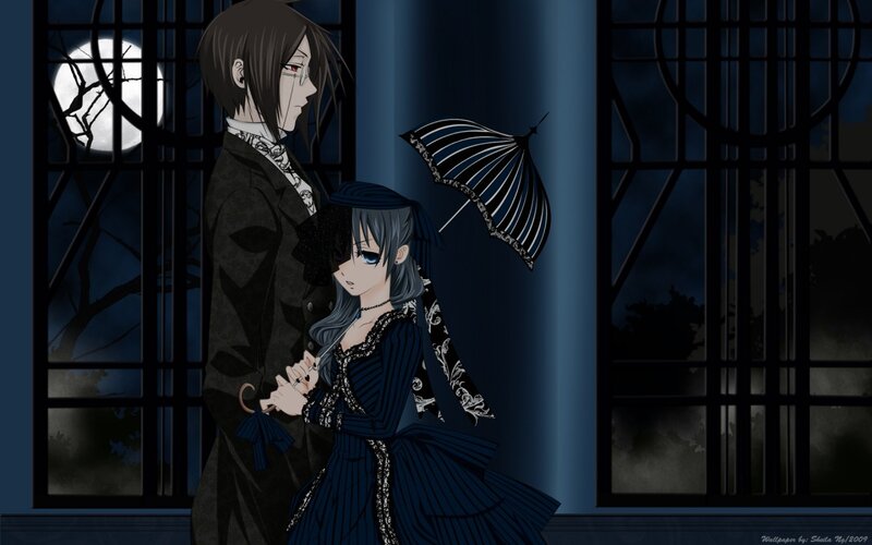 anime couple in moonlight