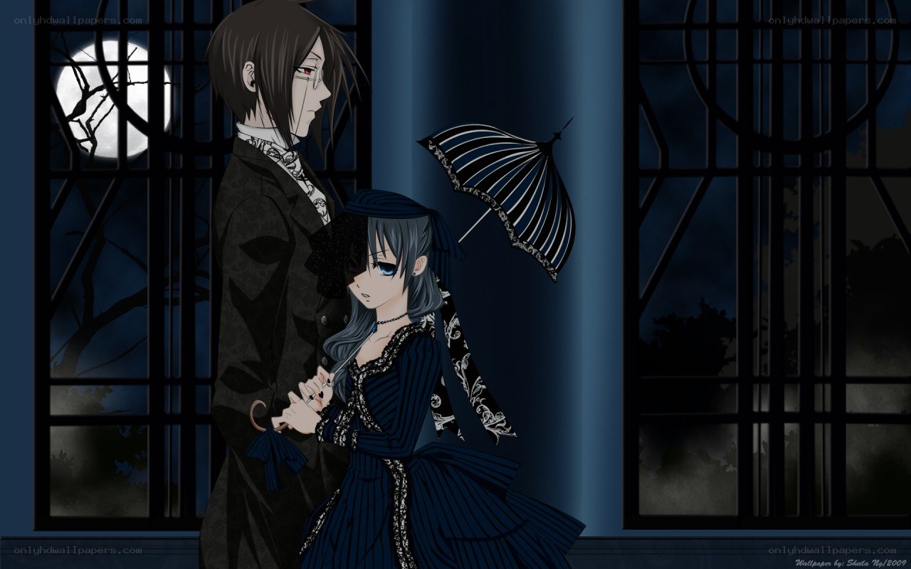 anime couple in moonlight