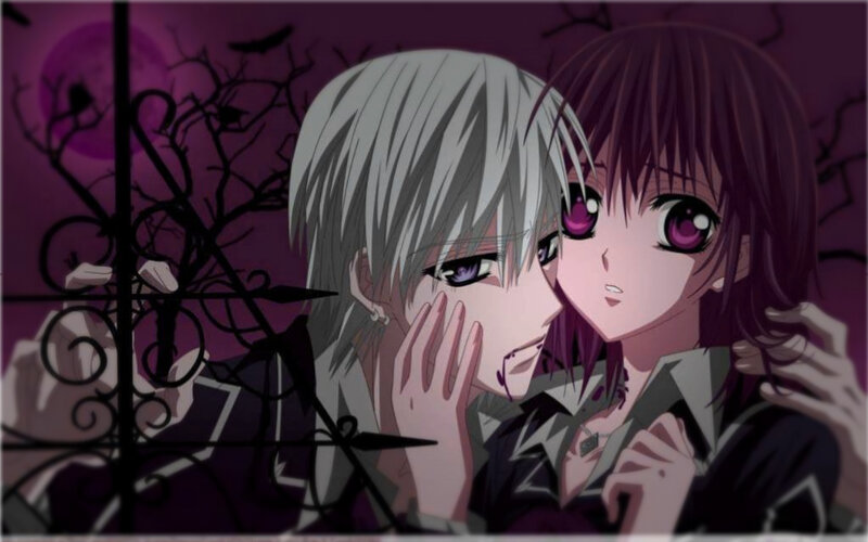 anime couple in moonlight