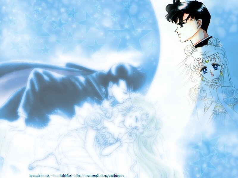 Anime Couple in Moonlight — Blue