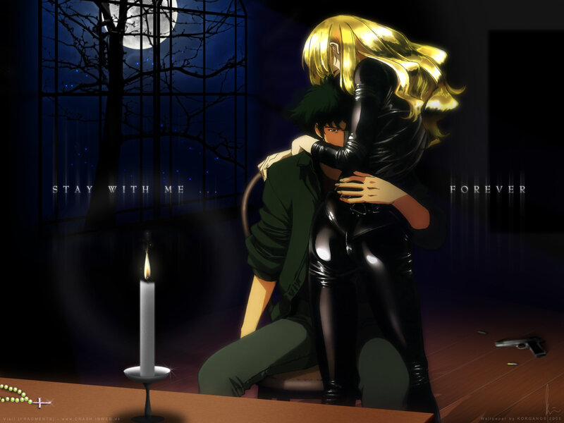 anime couple in moonlight