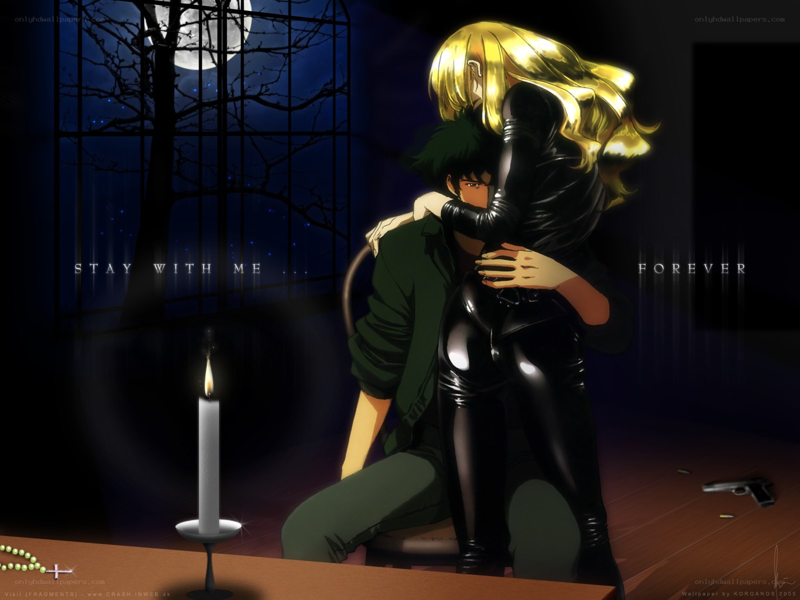 anime couple in moonlight