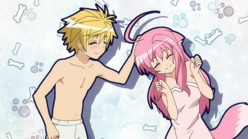Anime couple in pajamas