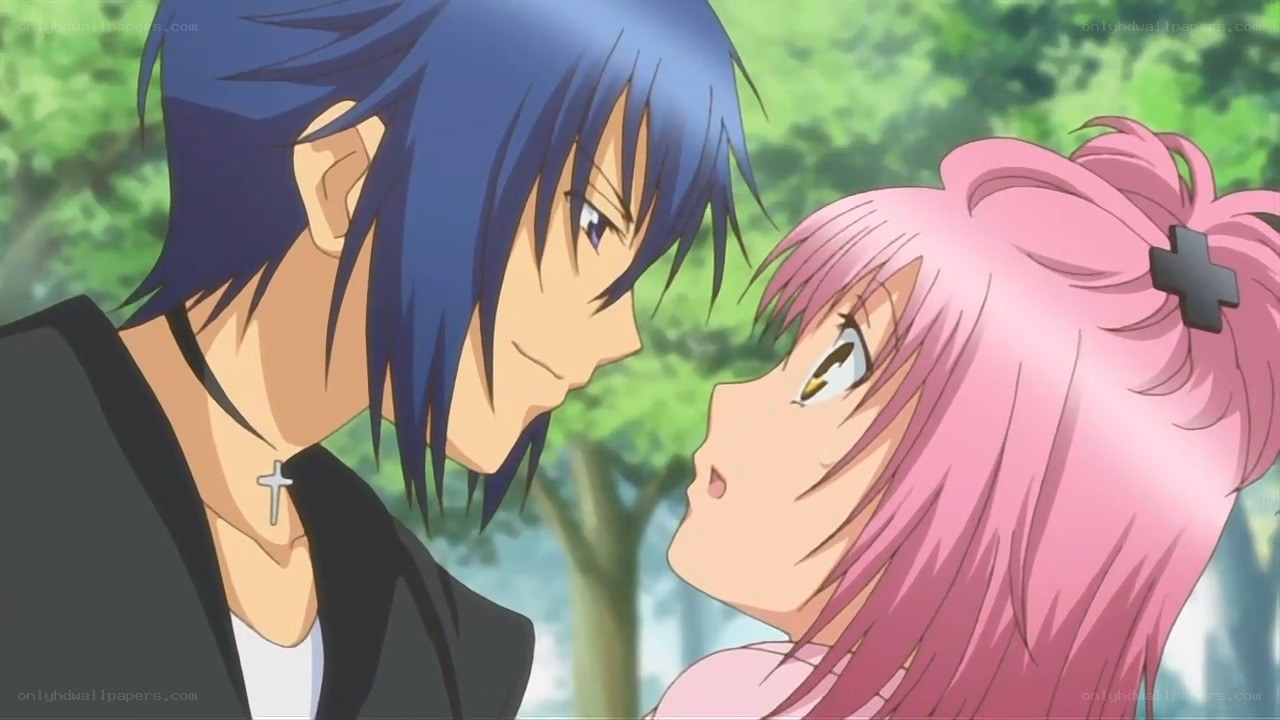 anime couple in park