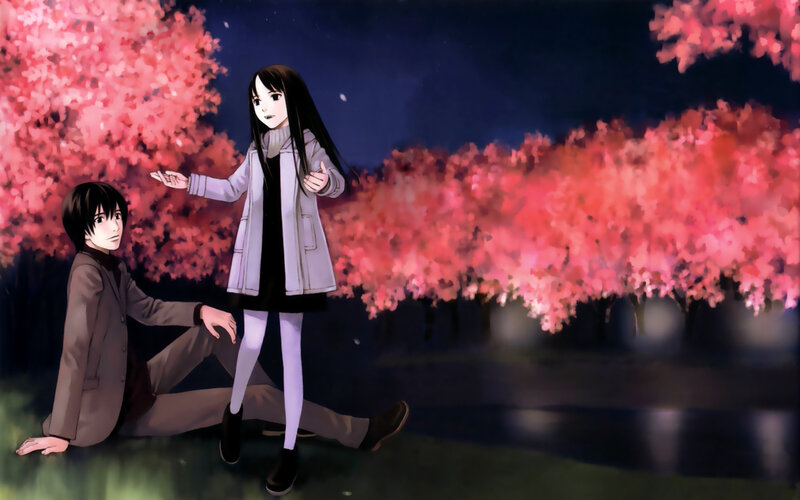Anime Couple in Park — Pink