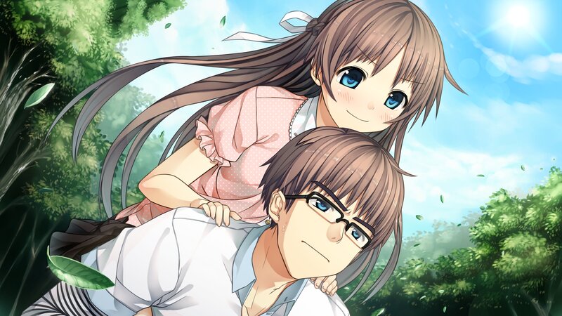 Anime couple in park