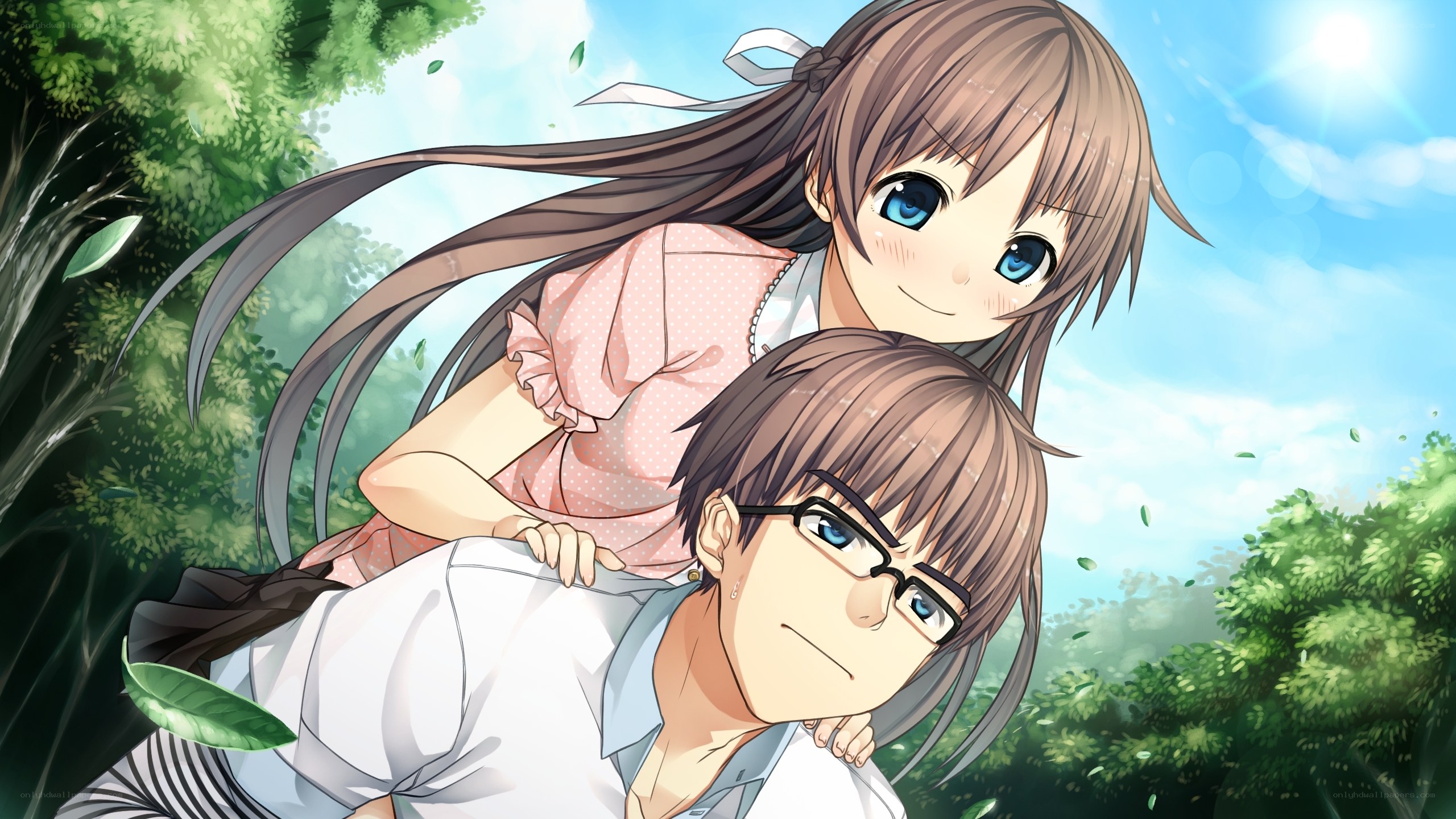 Anime couple in park