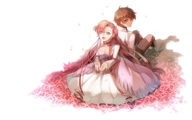 anime couple in pink dress