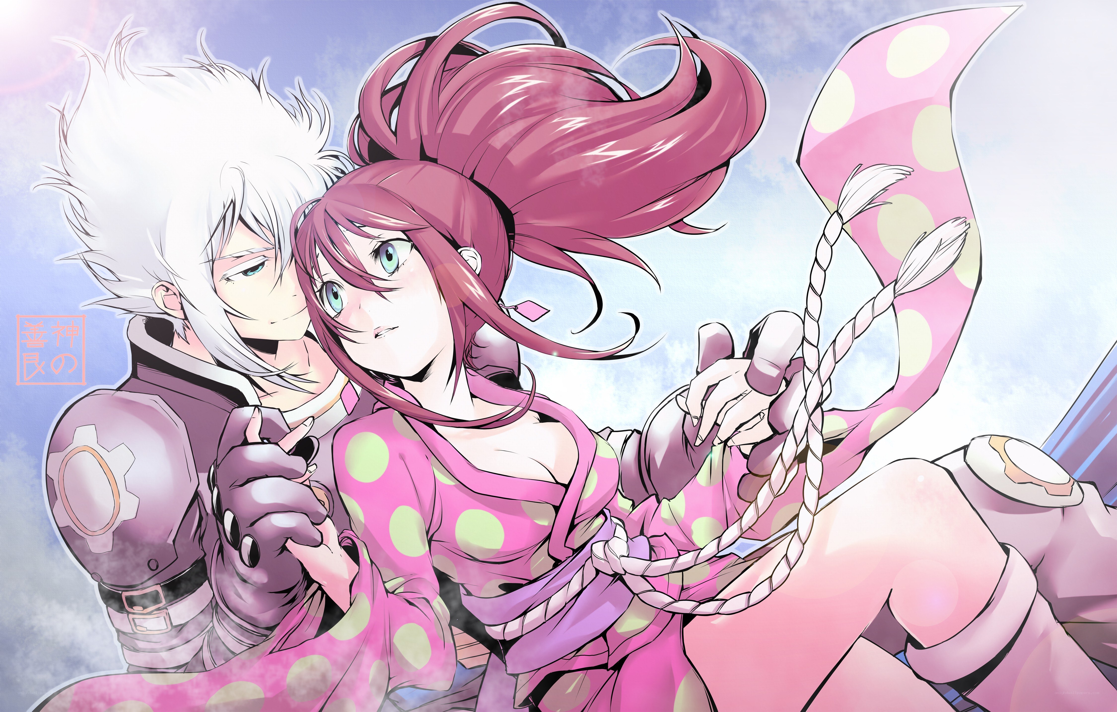 Anime couple in pink outfits