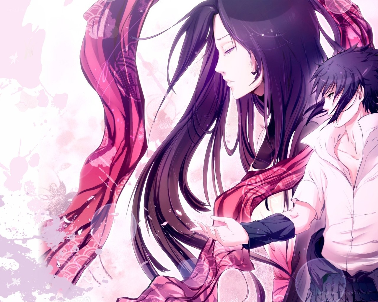 anime couple in pink