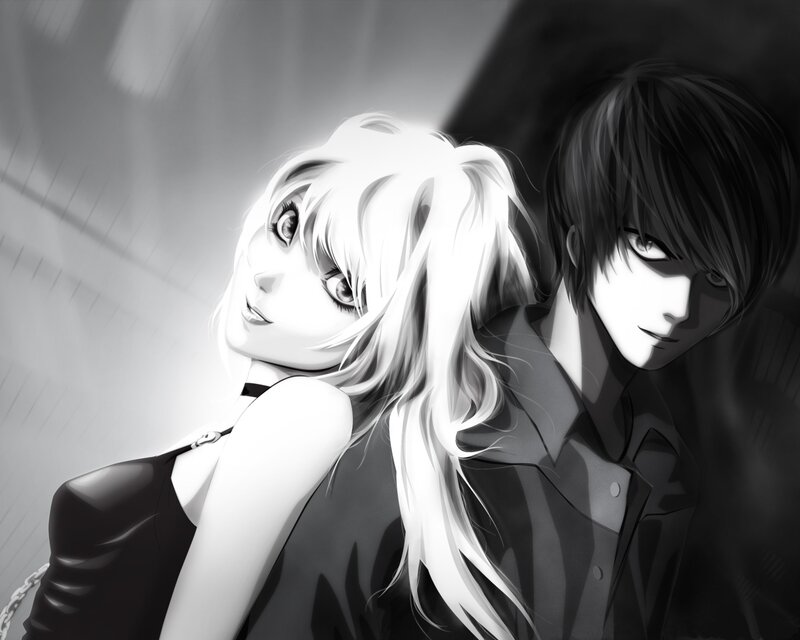 Anime Couple in Rain — Black
